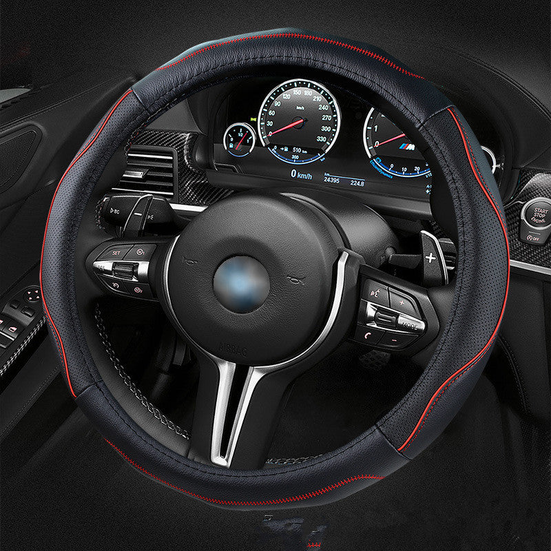 Premium PU Leather Steering Wheel Cover – Universal Fit (37–38cm) | Anti-Slip & Comfortable Grip