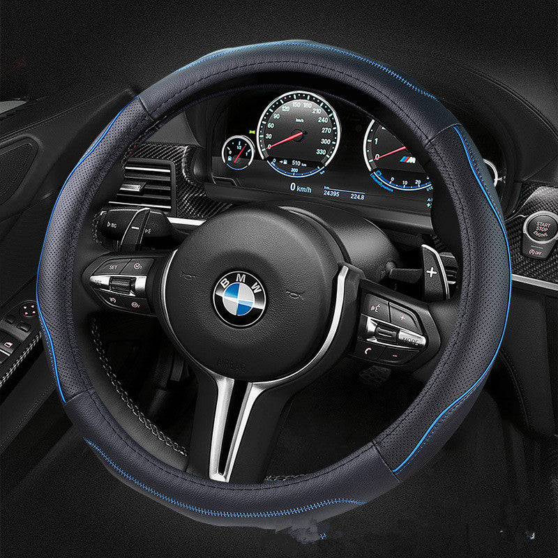Premium PU Leather Steering Wheel Cover – Universal Fit (37–38cm) | Anti-Slip & Comfortable Grip