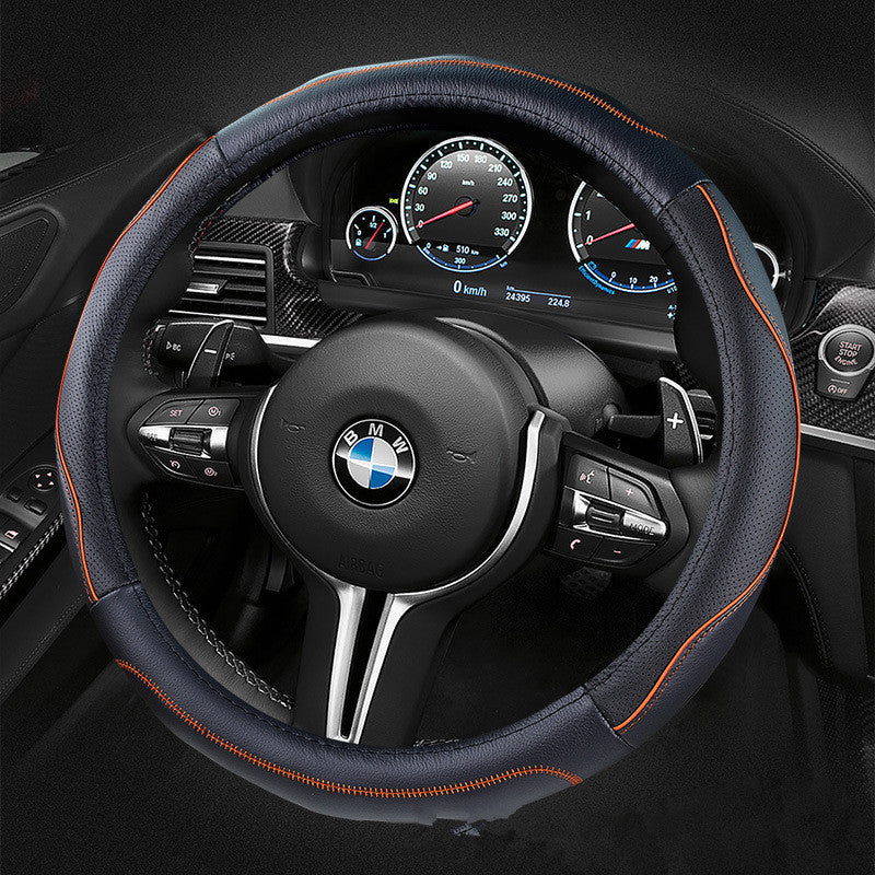 Premium PU Leather Steering Wheel Cover – Universal Fit (37–38cm) | Anti-Slip & Comfortable Grip