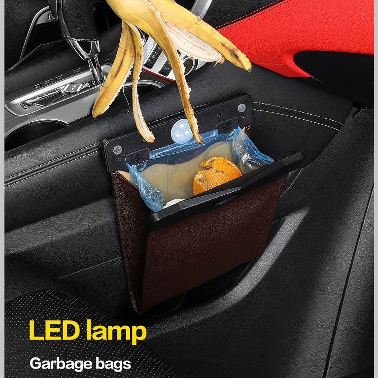 LED Car Trash Can – Compact Car Organizer Bin for Seats & Doors